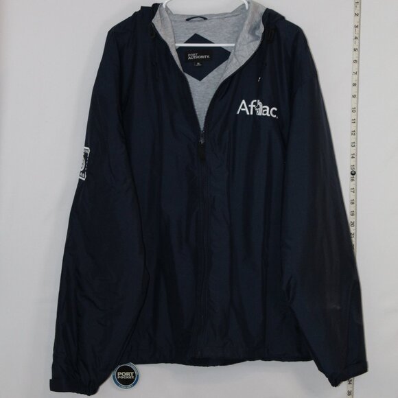 Port Authority BNWT Aflac 65 Years blue insulated windbreaker hooded jacket XL - Picture 1 of 7
